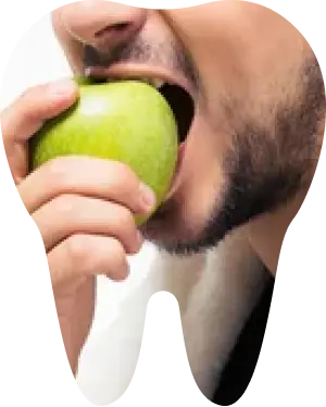 Chewing Functionality Person eating apple showing proper chewing function